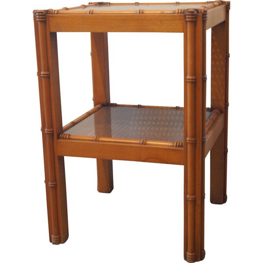 Vintage Beistelltisch aus Holz und Glas, 1960