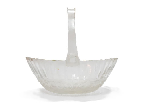 Cesta decorativa vintage de vidrio prensado, frutero