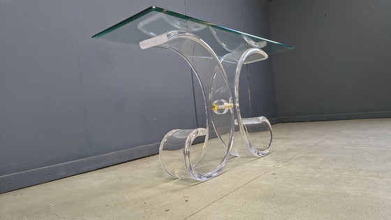 Image 1 of Konsolentisch aus Messing und Acrylglas, 1970er Jahre