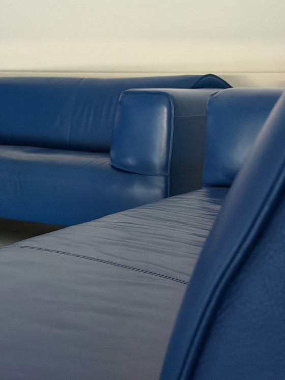 Bert Plantagie sofa and Chaise longue - blue leather, Metal, Modern (photo 12 of 15)