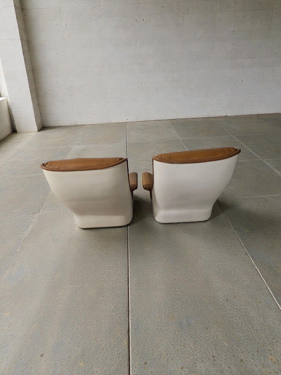 Image 1 of Set di 2 poltrone di design in pelle, poltrona lounge Airborne Orchid, anni '60