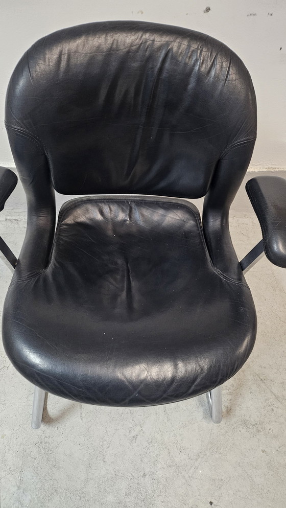 Image 1 of Mid Century Design sillón de cuero sillón Hermann Miller negro