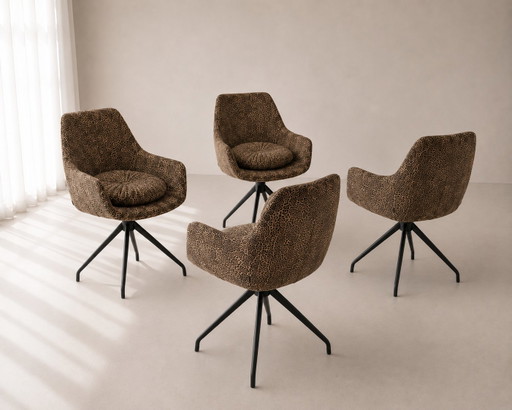 Juego de 4 sillas tipo cubo de diseño de lujo | Marrón | Comodidad y estilo – kuipstoelen, Textile (photo 2 of 6)