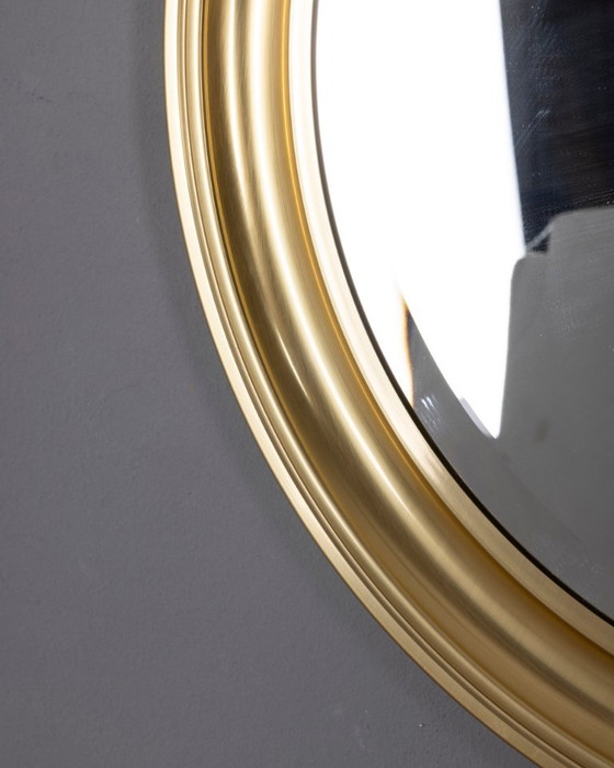 Vintage Italian Round Wall Mirror in Brass, 1970s (photo 3 of 8)