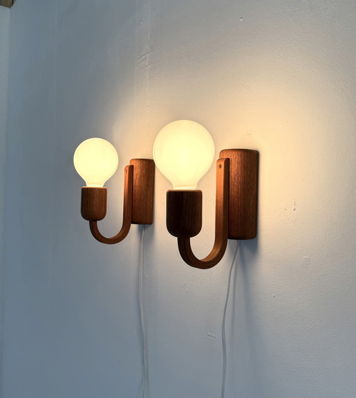 2x Vintage Teak Wall Lamp, Domus '70