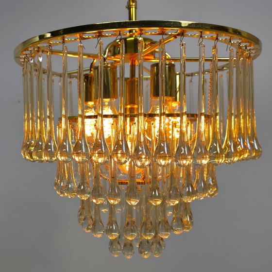 Image 1 of Lampadario PALWA a goccia, 4 strati, ottone vintage