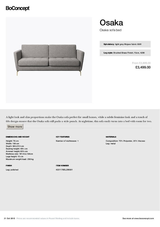 BoConcept Osaka sofa bed in near new condition – Metal, Textile (photo 8 of 9)