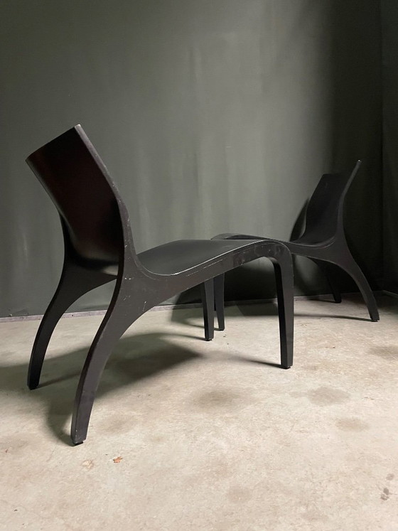 Paire de chaises longues sculpturales en contreplaqué, Lente, Fauteuils d'appoint, Bois, Noir, Modern (photo 2 sur 9)