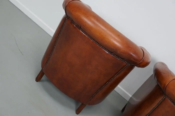 Image 1 of Vintage Nederlandse cognackleurige leren clubfauteuils, set van 2