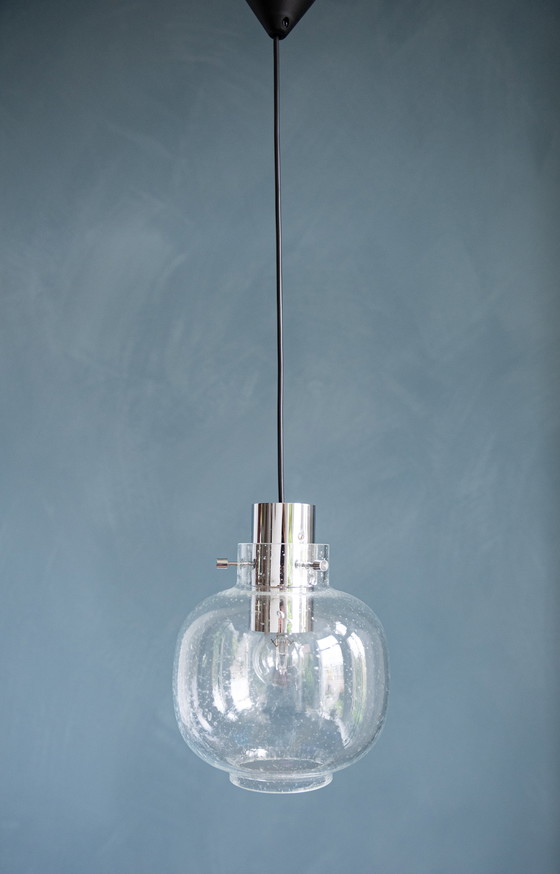 Image 1 of Glashütte Limburg 1970er Jahre Bubble Glas Pendelleuchte