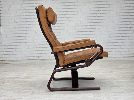 1970s, Norwegian design, adjustable armchair, leather, bentwood. (photo 17 of 25)