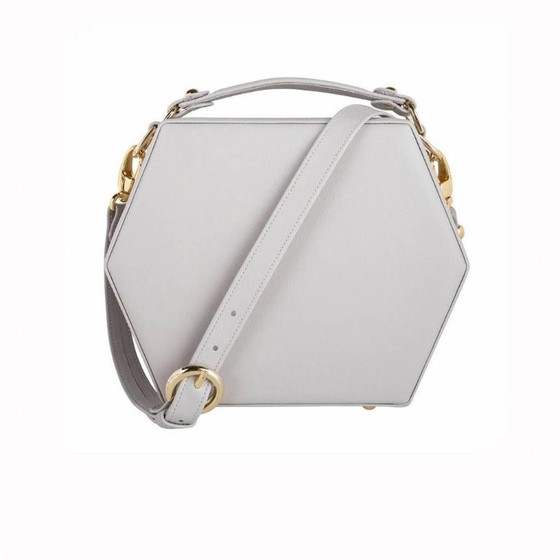 Image 1 of Borsa Charlee di Bordon, in morbida pelle grigia.