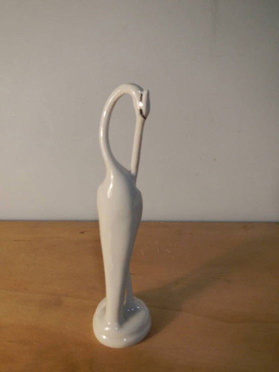 Image 1 of White ceramic heron sculpture made in Zuma, Germany, 70s