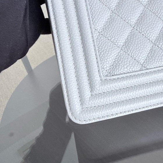 Image 1 of Chanel Boy New Medium - 28CM Quilted Caviar Grey Gray Gold Hardware Series 28