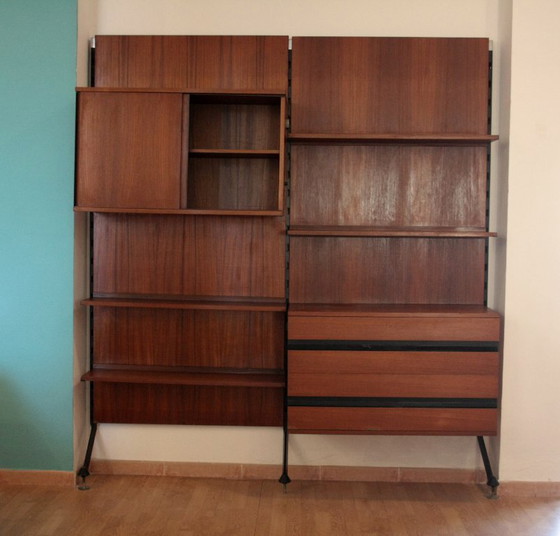 Image 1 of "Urio" modular wall system by Ico and Luisa Parisi for MiM 1957, two-module bookcase, Italy, 1960s