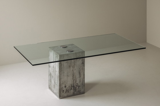 Image 1 of Very Rare Concrete and Glass Dining Table by Saporiti, Italy 1960s