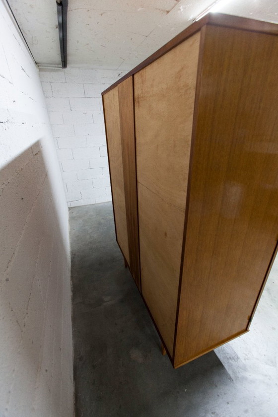 Image 1 of 1970s Scandinavian wardrobe with hanging space, shelf, mirror, 21x126cm, 2 doors