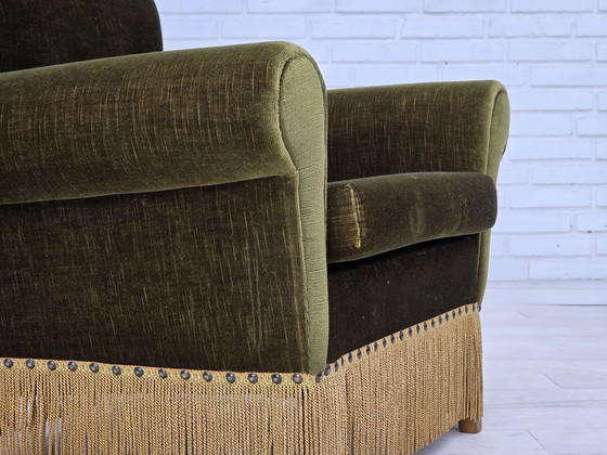 Image 1 of 1970s Danish Lounge Chair, Low, Furniture Velour, Ash Wood Legs