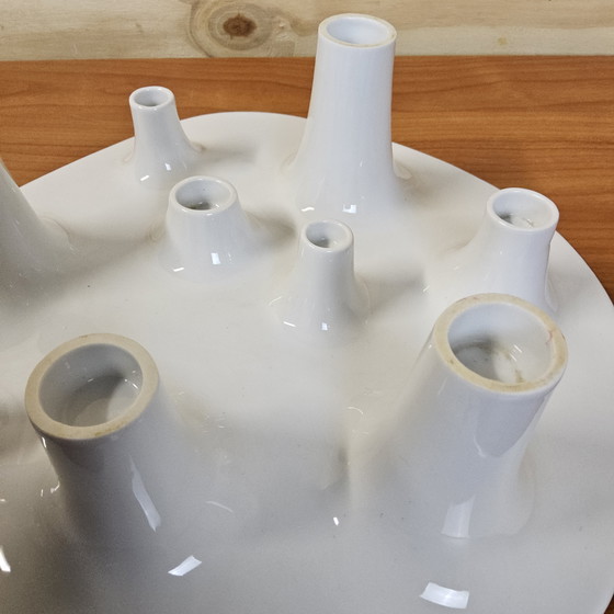 Image 1 of Bougeoir et coupe à fruits en céramique blanche, design Willem Noyons (design néerlandais)