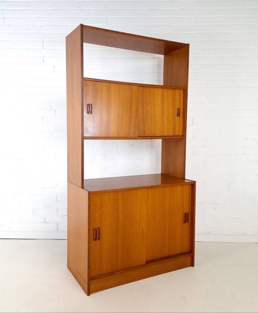 Armario de pared antiguo de teca, diseño danés, década de 1970.