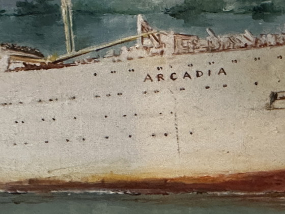 Oil on canvas by Calais painter Alain Chaussois (1950-2018), Arcadia ocean liner – Paintings & Drawings (photo 14 of 15)