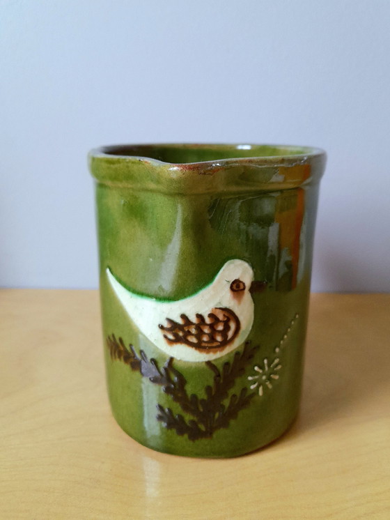 Image 1 of Pichet En Céramique À Décor D'Oiseau, 1960