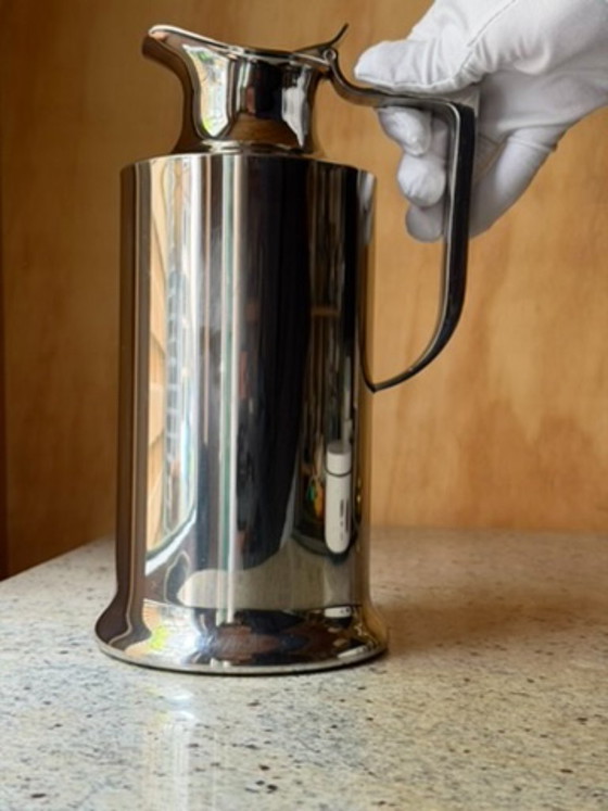 Large Vintage Balzano Laufen Stainless Steel Pitcher | Tall MCM Insulated Carafe | Mirror Polish 18/10 (photo 19 of 27)