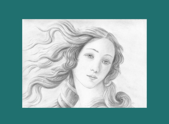 Image 1 of Original pastel drawing. Modern interpretation of Botticelli's Venus. Birth of Venus. New.