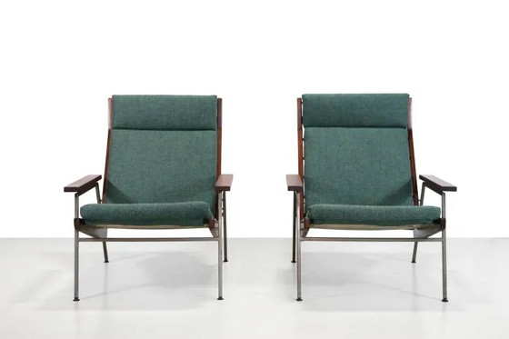 set of 2 Teak Rob Parry Lotus armchairs for Gelderland, 1960s – Wool, polished steel, Vintage (photo 2 of 7)