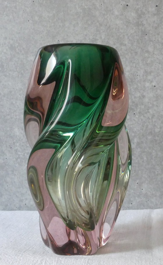 Image 1 of Josef Hospodka "Propeller" Vase Böhmen Sommerso