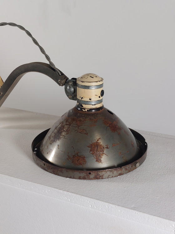 Image 1 of Vintage schaarlamp, werkplaatslamp, wandlamp, metaal