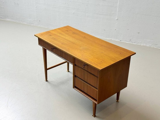 Image 1 of Walnut desk with brass details, 1960s