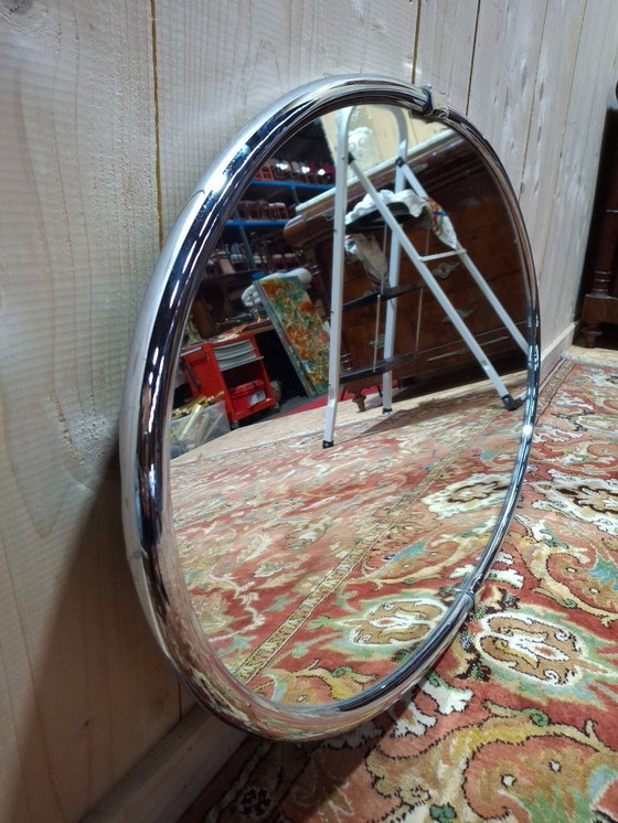 Image 1 of Art Deco chrome oval mirror