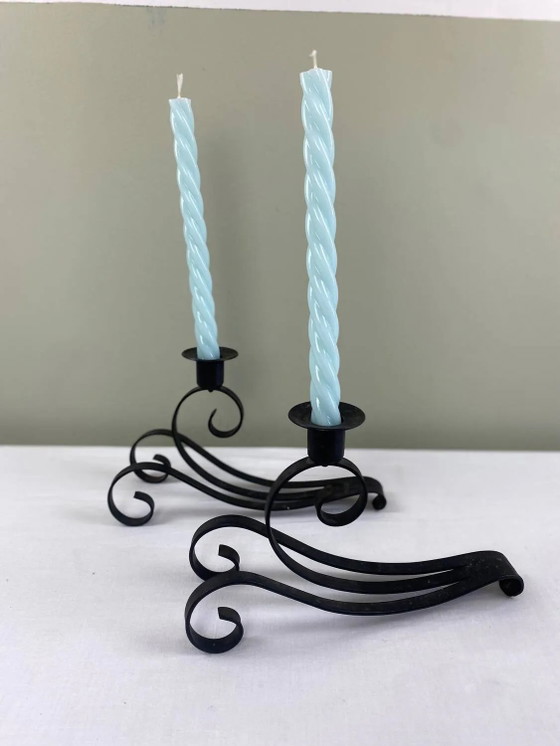 Paar schmiedeeiserne Kerzenständer – Kerzenhalter, Iron, Vintage (photo 2 of 14)