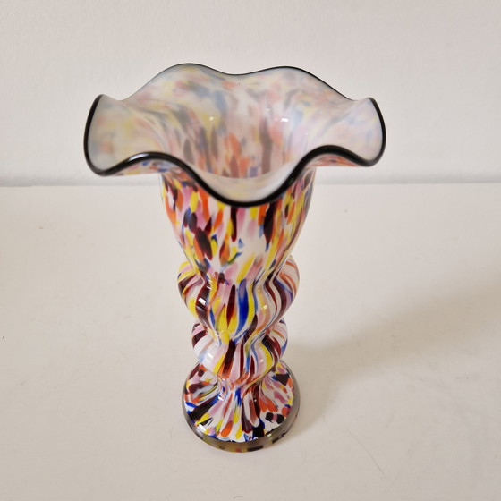 Image 1 of Murano Antique art deco glass vase Spatter glass