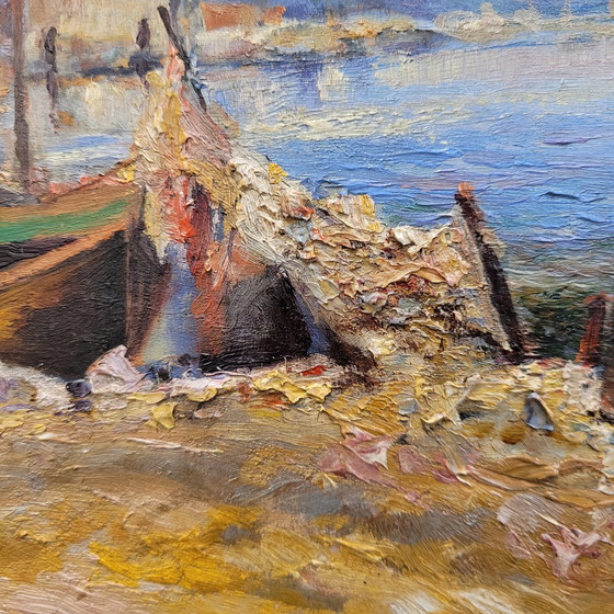 Image 1 of Huile sur panneau « Marina », École française, XIXe/XXe siècle – France