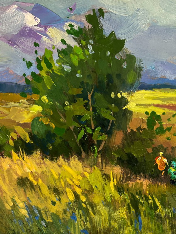 Original Oil Painting Nature Summer Landscape A Walk through Cloudy Nature, Paintings & Drawings, Wood, Other (photo 3 of 10)
