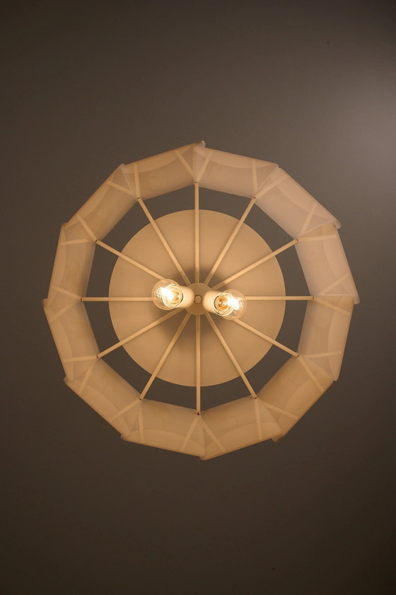 Lampada a sospensione a tamburo con pannelli acrilici XL, Germania, anni '70, Cosack Leuchten, Plafoniere (foto 9 di 9)
