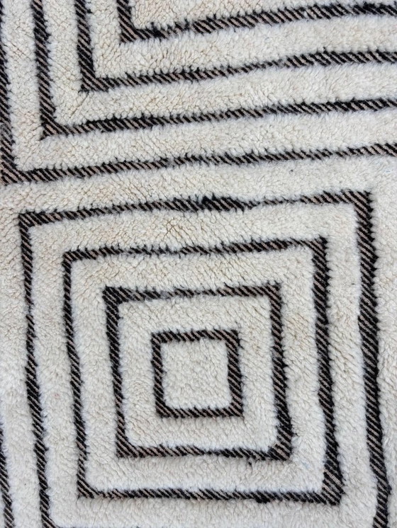 Image 1 of Berber Moroccan Beni Ourain Wool Rug 210x300 cm - Berber Moroccan Rug - Handmade Boho Floor - Moroccan Interior Living Rug