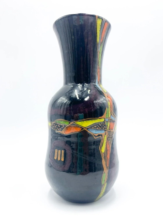 Vase en Céramique Violet Peint à la Main Verzolini des Années 1970 (photo 5 of 5)