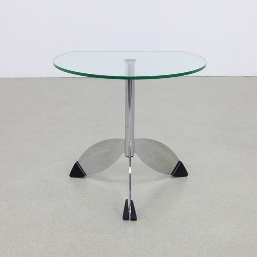 Table d'appoint postmoderne en métal et verre, années 1980
