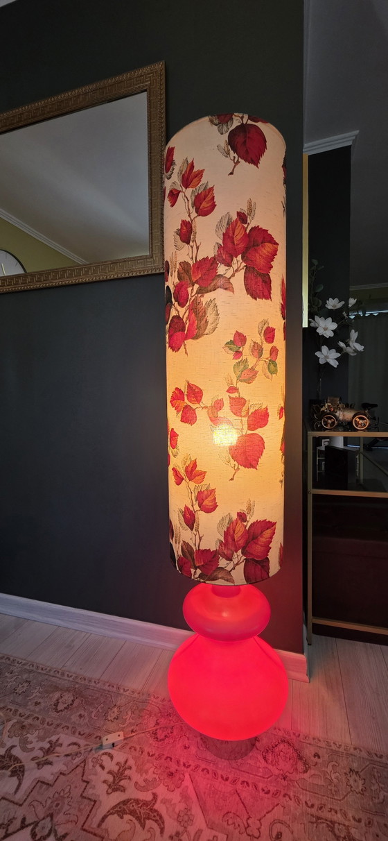Lampadaire Vintage Space Age 150 cm – Céramique Rouge & Abat-jour Tissu – Textile, Ceramic (photo 11 of 11)