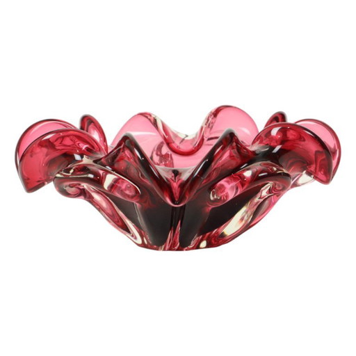 Vintage Red Murano Glass Fruit Bowl