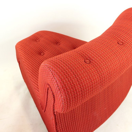 Image 1 of Vintage Space Age Modular Or Sectional Curved Sofa In Original Red Fabric, Tatra Czechoslovakia 1970s