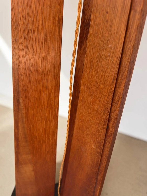 Art Deco floor lamp / Amsterdam School in oak, 1930s – Floor lights, Wood, Textile (photo 8 of 11)