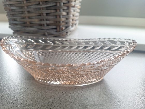 Image 1 of Anchor Hocking „Miss America“ Ovale Schale aus rosa Pressglas