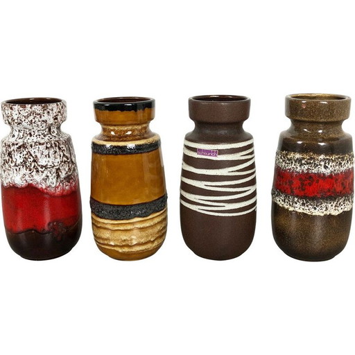 Ensemble de 4 vases en céramique vintage pour Scheurich, Allemagne 1970