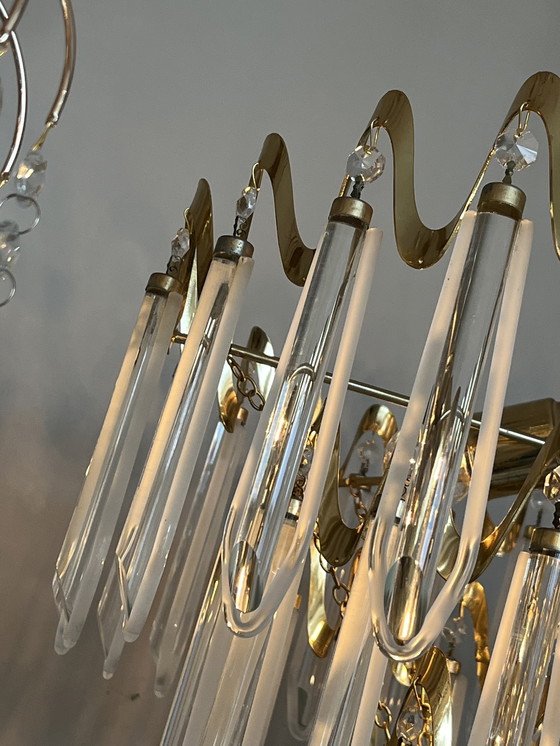 Image 1 of Lampadario di cristallo vintage di lusso in stile Art Déco anni '80