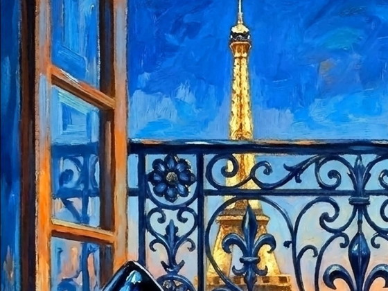 Image 1 of Schilderij op canvas "Louboutin en Parijs" / 60x60cm