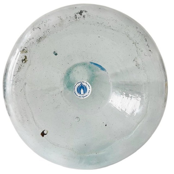 Image 1 of Vintage XL handmade Cristal Artesanal Colombian blue vase recycled glass 1950s